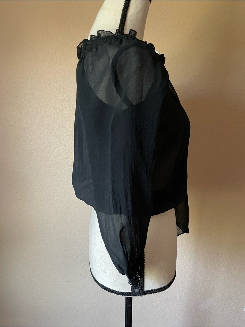 The Limited Black Off-Shoulder Sheer Blouse - Picture 3 of 9